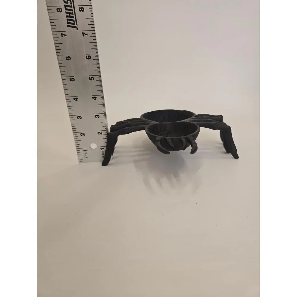 Halloween Metal Spider Candy Dish Dip Bowl Black Gothic Serving Decor 8